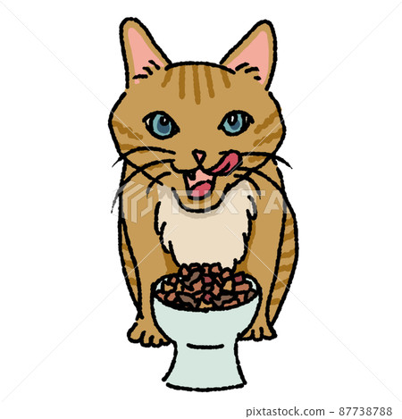 Cat eating rice - Stock Illustration [87738788] - PIXTA