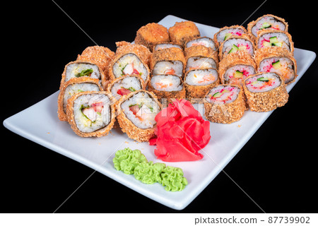 Japanese Cuisine - Sushi Roll with Shrimps and Conger, Avocado, Tobiko and Cheese. sushi rolls tempura,japanese food style ,Traditional Japanese cuisine, Crunchy Shrimp Tempura Roll Japanese Cuisine - Sushi Roll with Shrimps and Conger, Avocado, Tobiko and Cheese. sushi rolls tempura,japanese food style ,Traditional Japanese cuisine, Crunchy Shrimp Tempura Roll 87739902