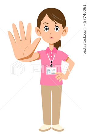 阻止女性工作人員在短袖馬球衫中佩戴姓名牌的手勢 87740061