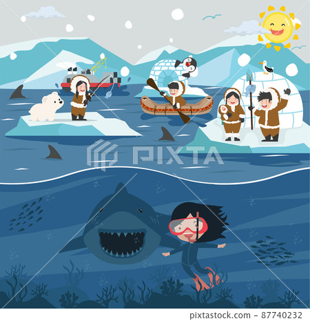 Cartoon North pole Arctic background - Stock Illustration [87740232] - PIXTA
