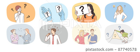 Collection of people look for problem solution  87740578