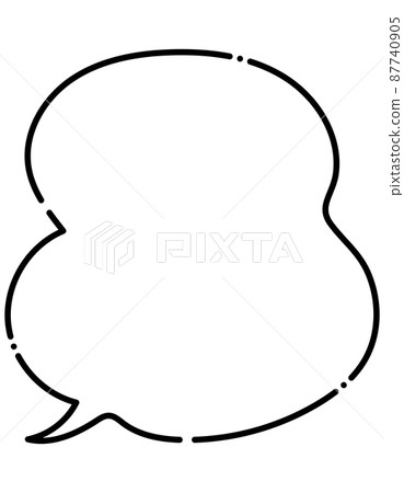 Hand-drawn monochrome simple cloud shape line drawing speech bubble 87740905