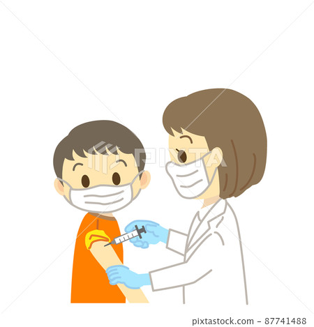Illustration material: New corona vaccination for children aged 5 to 11 started (pediatric vaccination / mask / no main line) 87741488