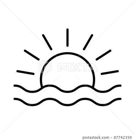 Sunset or sunrise icon on white background,... - Stock Illustration ...