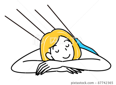 A cute woman sleeping on her stomach and receiving an exfoliating beauty treatment salon Simple Illustration Vector 87742365