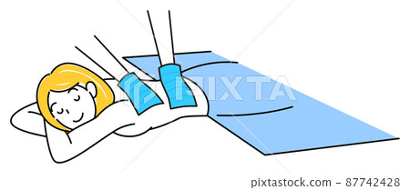 A cute woman sleeping on her stomach and receiving an exfoliating beauty treatment salon Simple Illustration Vector 87742428