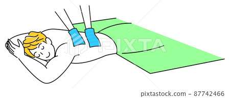 A cute man who is lying face down and receiving an exfoliating beauty treatment salon Simple illustration vector 87742466