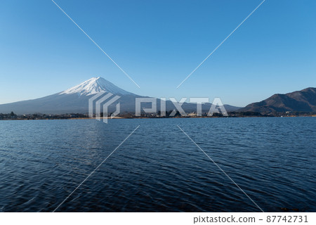 Lake Kawaguchi looking at Mt. Fuji from the lakeside Lake Kawaguchi looking at Mt. Fuji from the lakeside 87742731