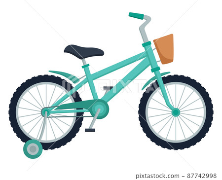 Kid bicycle on white background. Children bike, vector illustration 87742998