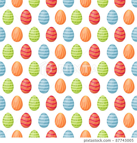Seamless pattern with Easter egg. Happy Easter background, vector illustration 87743005