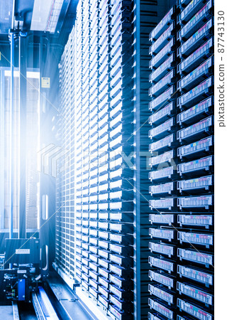 data cloud tapes inside data center racks data cloud tapes inside data center racks 87743130