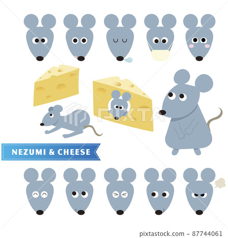 Expressive mice and cheese with smiles, angry faces, and surprised faces Expressive mice and cheese with smiles, angry faces, and surprised faces 87744061