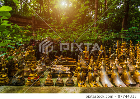 Ancient buddha figures Wat Umong Suan Puthatham is a Buddhist temple in the historic centre and is a Buddhist temple is a major tourist attraction with green forest nature in Chiang Mai,Thailand. Ancient buddha figures Wat Umong Suan Puthatham is a Buddhist temple in the historic centre and is a Buddhist temple is a major tourist attraction with green forest nature in Chiang Mai,Thailand. 87744315