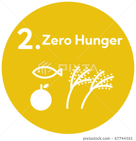 SDGs 2. Zero hunger Round icon (English notation) SDGs 2. Zero hunger Round icon (English notation) 87744381