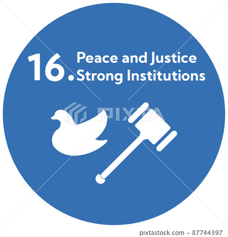 SDGs 16. 人人享有和平與正義圓形圖標（英文符號） 87744397
