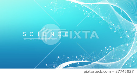 Scientific vector illustration genetic engineering, DNA helix, DNA strand, molecule or atom, neurons. Genomic sequences visualization. Abstract structure for Science or medical background. Scientific vector illustration genetic engineering, DNA helix, DNA strand, molecule or atom, neurons. Genomic sequences visualization. Abstract structure for Science or medical background. 87745027