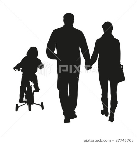Young family. Vector silhouettes 87745703