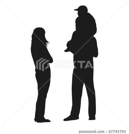 Family. Vector silhouettes. Mother, father, son, daughter 87745705