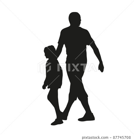 Father and daughter. Vector silhouette Father and daughter. Vector silhouette 87745708