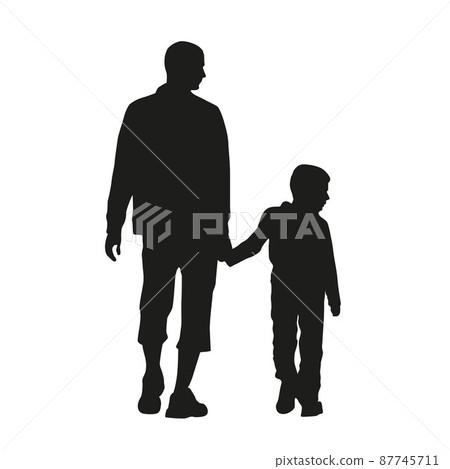 Father and son. Vector silhouette 87745711