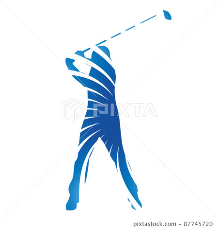 Abstract blue vector golfer 87745720
