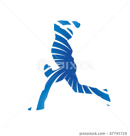 Abstract blue baseball player 87745729