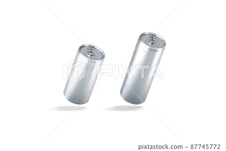 Blank silver 280ml and 500ml soda can mockup, no gravity 87745772