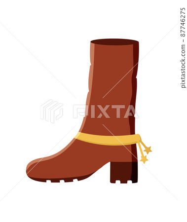 Cowboy boot with spurs, vector doodle illustration. Western concept icon isolated on a white background 87746275
