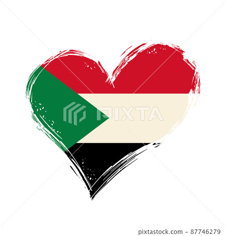 Sudanese flag heart-shaped grunge background. Vector illustration. Sudanese flag heart-shaped grunge background. Vector illustration. 87746279
