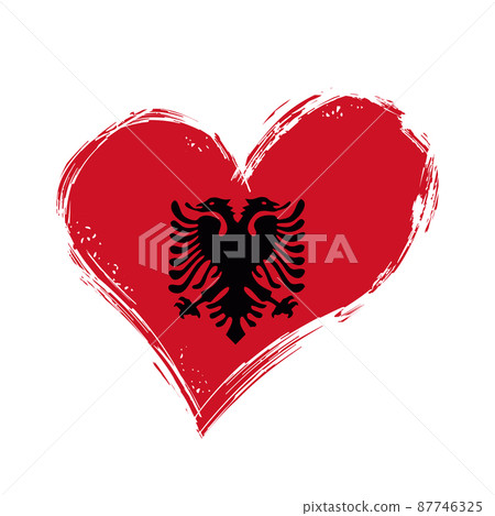 Albanian flag heart-shaped grunge background. Vector illustration. 87746325