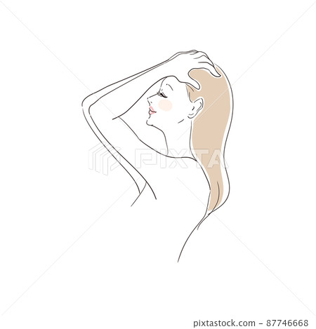 Beautiful woman trimming her hair with a hand comb 87746668