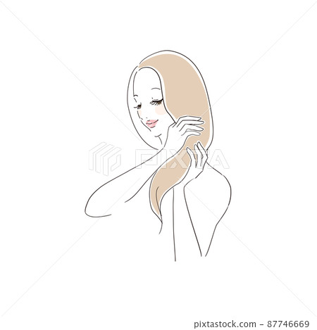 Beautiful woman trimming her hair with a hand comb 87746669