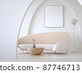 Interior of Living Room with mock-up frame on the wall, realistic 3d rendering illustration 87746713