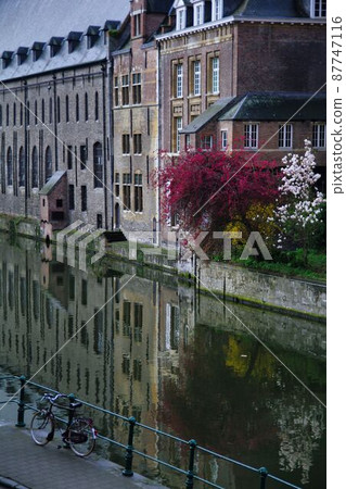 View along the canal in Ghent, Belgium View along the canal in Ghent, Belgium 87747116