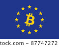 Flag of Europe with Bitcoin symbol in it 87747272