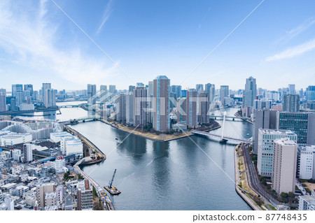 Aerial view of the Sumida River 87748435