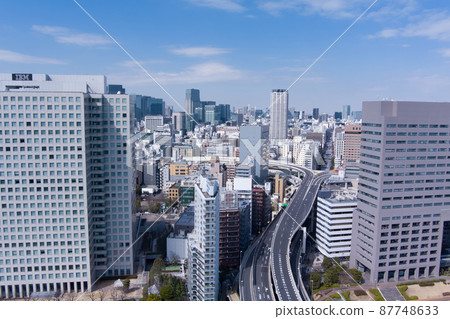 在東京的城市景觀航拍照片 87748633