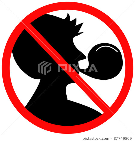 no chewing gum forbidden sign. bubble gum prohibited symbol. no bubble gum symbol. flat style. 87749809