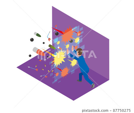 用屏障防禦攻擊的男性上班族 87750275