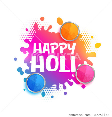 watercolor splash with gulal color plates for happy holi festival 87751158