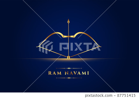 golden bow arrow ram navami greeting design 87751415