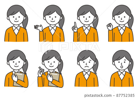 Person woman collar shirt blouse cardigan icon 87752385