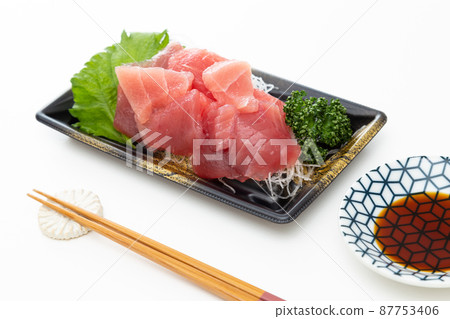 Tuna sashimi pack white background Tuna sashimi pack white background 87753406