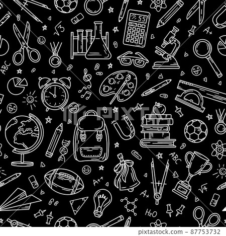 School and education seamless pattern, stationery supplies School and education seamless pattern, stationery supplies 87753732
