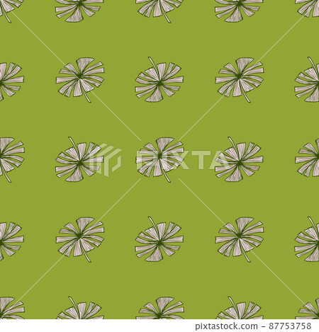 Fan palm leaves seamless pattern on. Vintage foliage of palmetto in engraving style. Fan palm leaves seamless pattern on. Vintage foliage of palmetto in engraving style. 87753758