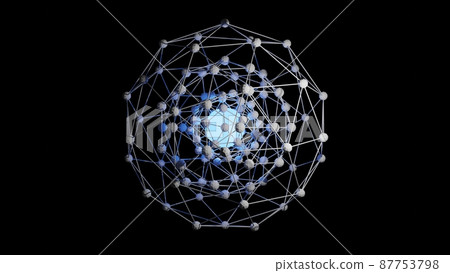 CG Atomic structure with a nucleus in the center 87753798