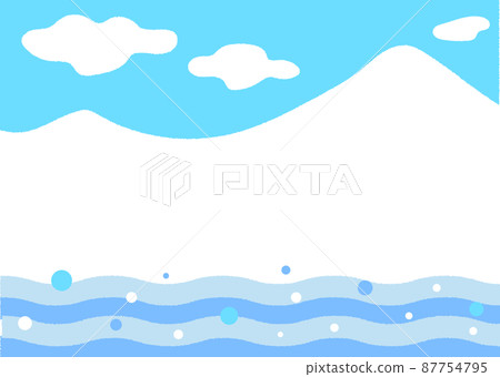 Simple illustration of blue sky, mountains and river Simple illustration of blue sky, mountains and river 87754795