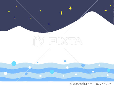 Simple illustration of starry sky, mountains and rivers Simple illustration of starry sky, mountains and rivers 87754796