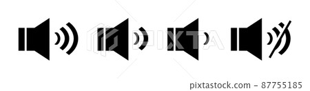 Volume icon set. Volume and mute. vector. Volume icon set. Volume and mute. vector. 87755185