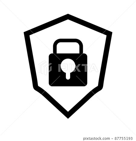 Padlock and shield icon Padlock and shield icon 87755193